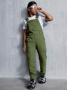 Pantalones de mezclilla con tirantes casuales y versátiles para el estilo urbano diario de niños