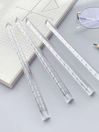 1/3/5pcs Transparent Triangle Ruler, Cute Multifunctional Unmarked Student Stationery Scale Tool
