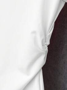 INAWLY Kaos Wanita Kasual Musim Panas dengan Bordir Cherry dan Detail Kerut - Putih - View 6
