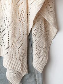 SHEIN LUNE Women Casual Solid Color Hollow-Out Knit Cardigan