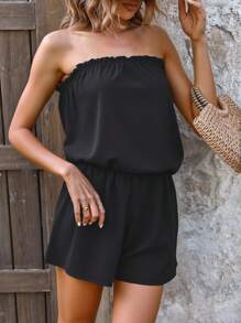 Swim Vcay 女士夏季抹胸连体裤，适合休闲度假的沙滩罩衫