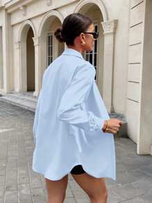 SHEIN Essnce Women Two Pieces Outfits For Daily Wear Women Summer Clothing Women Summer Shirts Women Summer Sets Women Clothing Y2k Outfit Set - Baby Blue - View 7