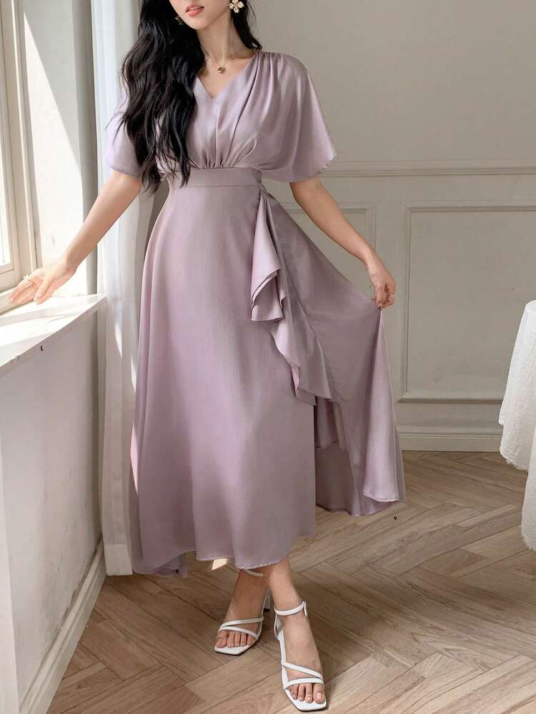 Women's Spring/Summer Textured Patchwork Mid-Length Dress