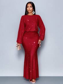 SOLERSUN Suitable For Christmas Party Vacation & Dating & Valentine's Day Dating Pink Color Elegant Mermaid Hem Bodycon Sexy Dress Fall Cloth For Women - Red - View 3