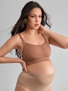 Brassière d'allaitement sans couture minimaliste de couleur unie pour femmes enceintes