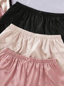 3pcs/Set Chiffon Multi-Color Camisole Slip And Shorts Pajama Set