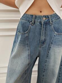 Dazy-Less Jeans dritti lavati e consumati per donne, jeans larghi