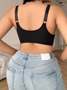 SHEIN 1 pieza Sujetador con aros para mujer de talla grande, sujetador sexy push up de encaje y parches