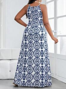 SHEIN Lady 春夏优雅通勤办公室休闲波西米亚风休闲外出彩色针织细肩带舞会礼服吊带连衣裙长款无袖大码连衣裙女士夏季服装女士沙滩装波西米亚女装夏装度假装度假装女士波西米亚女装女士夏季服装