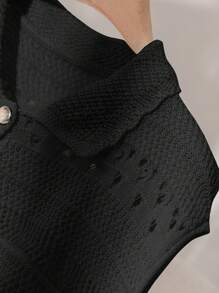 CosyJoli Top de punto sin mangas de talla grande, de unicolor, de moda para el verano - Negro - Ver 4