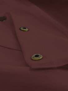 Kemeja Kasual Musim Panas untuk Perjalanan Harian Lengan Pendek Warna Polos Potongan Slim Fit - Redwood - View 8