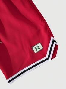 ROMWE MEN Prep Men's Striped Drawstring Waist Pocket Relaxed Casual Shorts