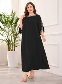 Lacomfia Plus Size Fashionable Elegant Summer Dress - Black - View 5