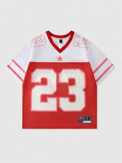 Prep Herren Mesh Stoff Patchwork Sport Kurzarm T-Shirt, Sport Trikot