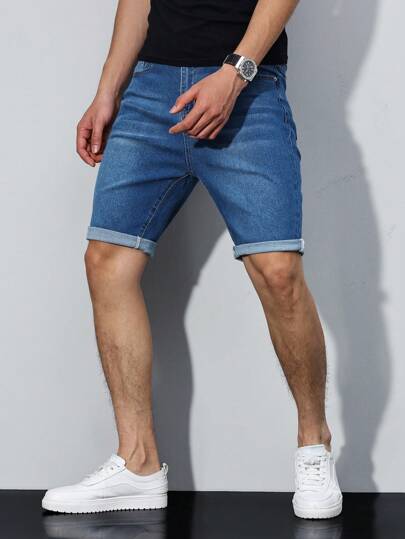 Manfinity Homme Herren Große Größen Mode Jeans-Shorts, geeignet für den Sommer
