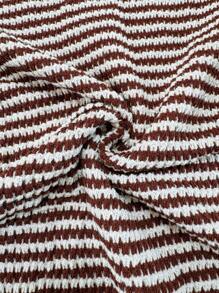 SHEIN Striped Side Slit Maternity Round Neck Short Sleeve T-Shirt Maternity Clothes Summer Side Slits - Khaki - View 7