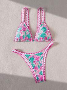 Swim Mod Women's Summer Beach Shell Print Sexy Bikini Set, Random Print - Multicolor - View 3