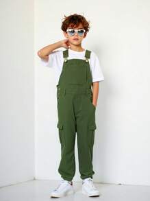 Pantalones de mezclilla con tirantes casuales y versátiles para el estilo urbano diario de niños