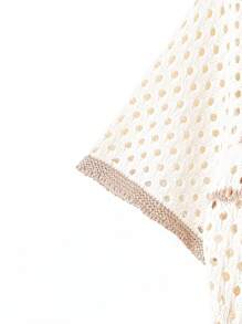 GlowEve Women's Colorblock Hollow Button Lapel Cardigan, Suitable For Summer - Apricot - View 3