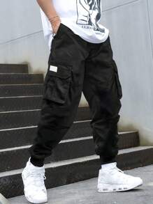 Manfinity Hypemode Men's Casual Woven Fabric Long Pants With Pockets: Black Durable And Stylish For Everyday Comfort - Black - View 1