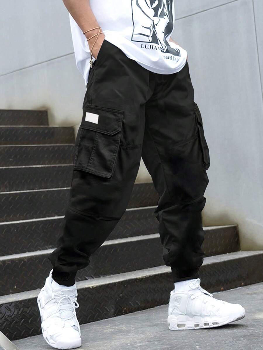 Manfinity Hypemode Men's Casual Woven Fabric Long Pants With Pockets: Black Durable And Stylish For Everyday Comfort - Black - View 1