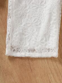 2 pièces Ensemble mode casual bébé fille Débardeur en dentelle et pantalon en dentelle Deux pièces, style doux pour filles, nouveaux produits pour le printemps et l'été