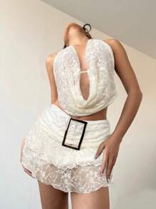 Aloruh 女士日常两件套服装 - 杏色 - 查看 3