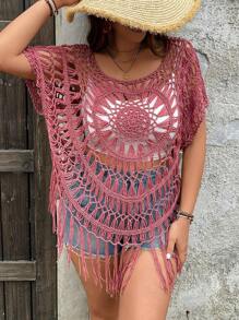 SHEIN VCAY Plus Size Knit Sweater, Fashionable For Summer - Watermelon Pink - View 1