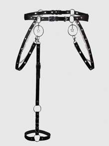 ROMWE Fashionable Punk Style Belt With Detachable Leg Strap - Black - View 4