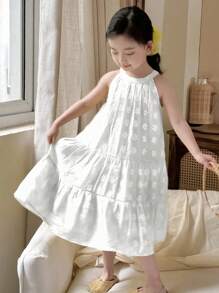 DAZY Girl (Toddler) Round Neck Sleeveless Halter Cute Dress, Summer