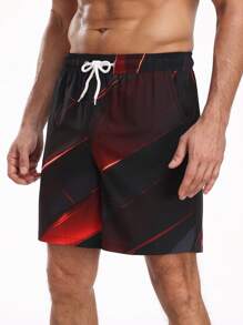 Surfspeed 男士时尚泳裤，速干沙滩裤，休闲印花泳裤，带口袋和抽绳，常规版型，涤纶面料，纯色，彩色，男士泳装男士泳裤泳装沙滩装男士沙滩装沙滩装男士沙滩短裤，夏威夷