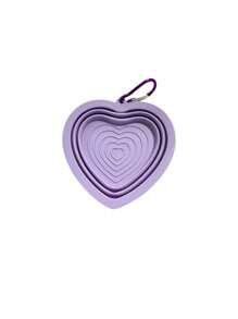 PETSIN 1pc Heart-Shaped Silicone Collapsible Anti-Spill Cat/Dog Bowl, Foldable Pet Food & Water Bowl, Portable Pet Travel Dish, Pet Supplies
