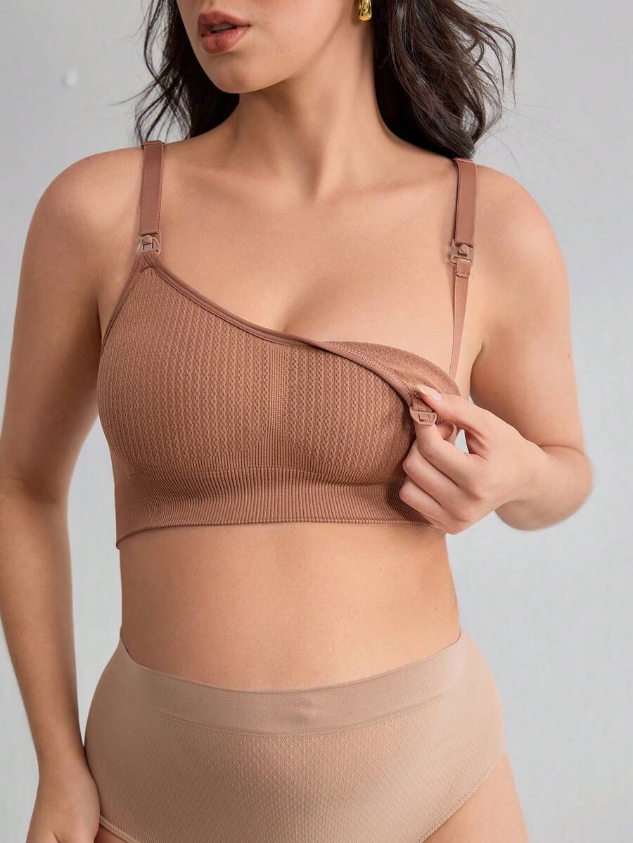 Brassière d'allaitement sans couture minimaliste de couleur unie pour femmes enceintes