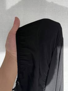 NU&NOW 加大码梭织性感度假两件套：带肩带的连体裤 - 黑色 - 查看 8