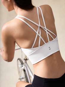 OutZeal Áo ngực thể thao nữ, áo tập gym, áo thấm mồ hôi, áo nâng đỡ thấp, dây chéo lưng, áo năng động. - trắng - Xem 11