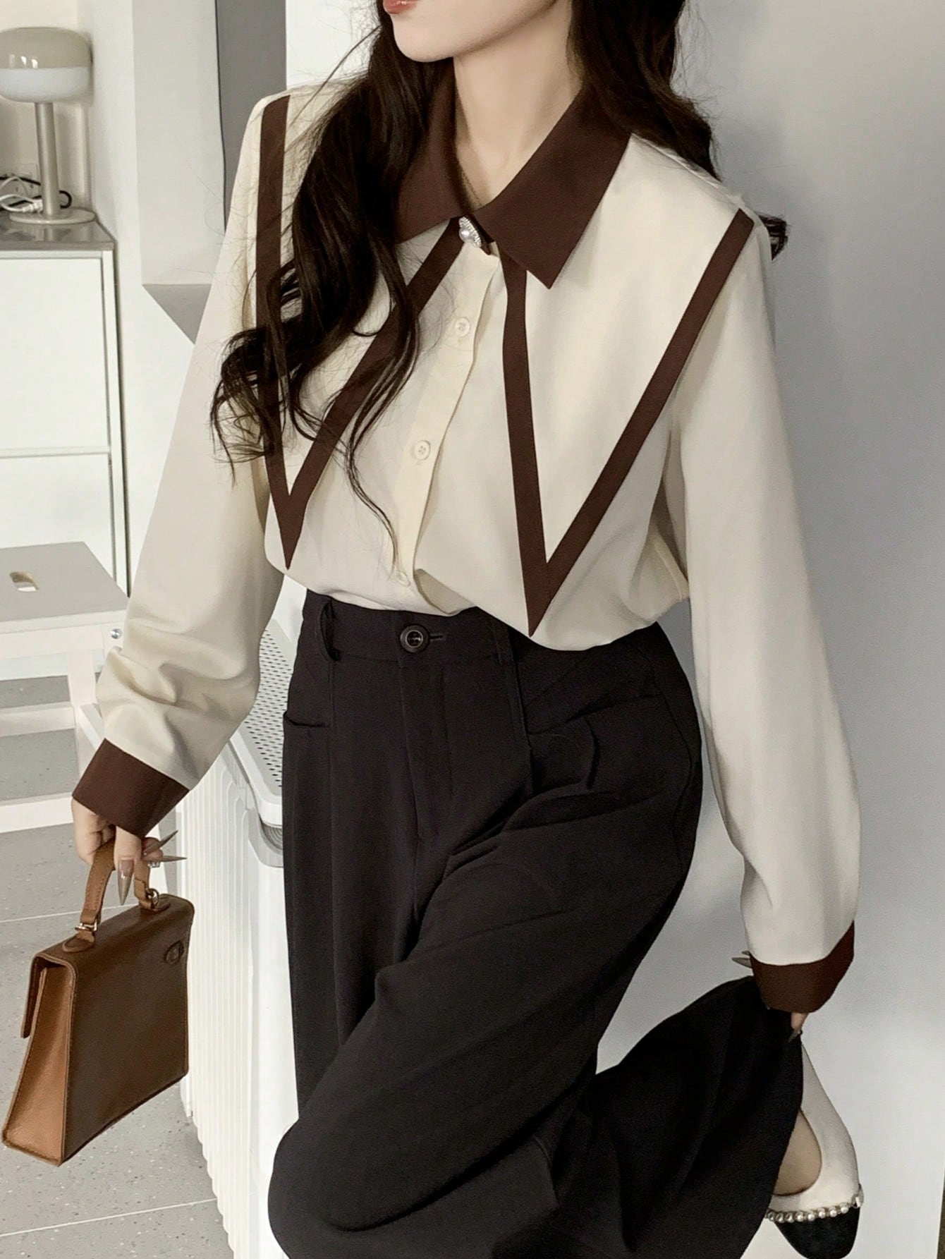 INAWLY قميص كاجوال طويل الأكمام للنساء ، بسيط وعصر...