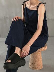 FRIFUL Mono holgado casual de mujer con cordones y volantes, para verano