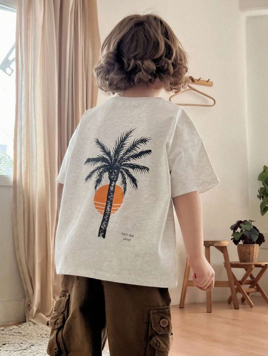 Hapijoa Young Boys T-Shirt, Fall Collection Vacation - Light Grey - View 1
