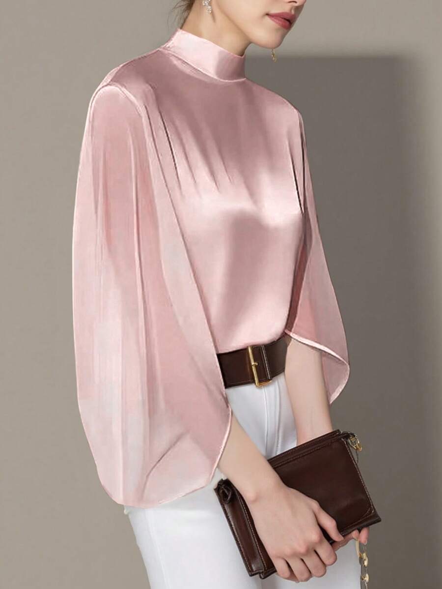 Uhlyne Fall Women Clothes Women's Elegant Simple Lantern Sleeve Fashion Blouse - Pink - View 1