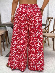 SHEIN VCAY 大码女式碎花宽松裤，休闲度假装 - 彩色 - 查看 2