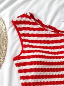 SHEIN Set de 2 piezas con blusa corta asimétrica de rayas texturizadas y shorts casuales para niñas preadolescentes