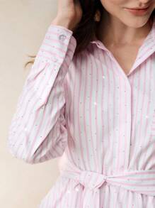 Anewsta Elaire Casual Rhinestone Studded Long Sleeve Blouse For Women - Pink - View 1