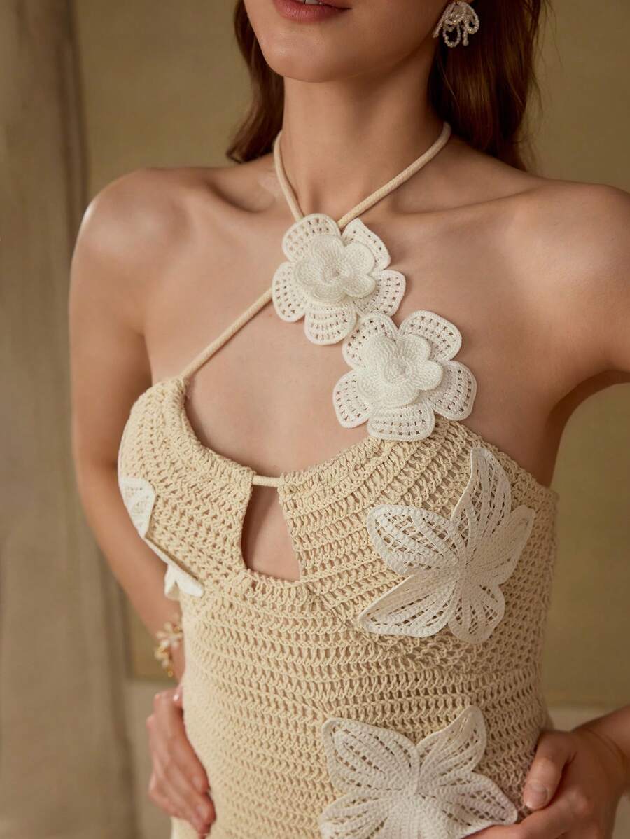 MOTF PREMIUM APPLIKATIONEN GEHÄKELTES KLEID