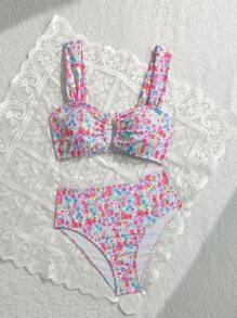Swim Mod 女款夏季海灘碎花性感比基尼泳衣套裝 - 彩色 - 查看 5