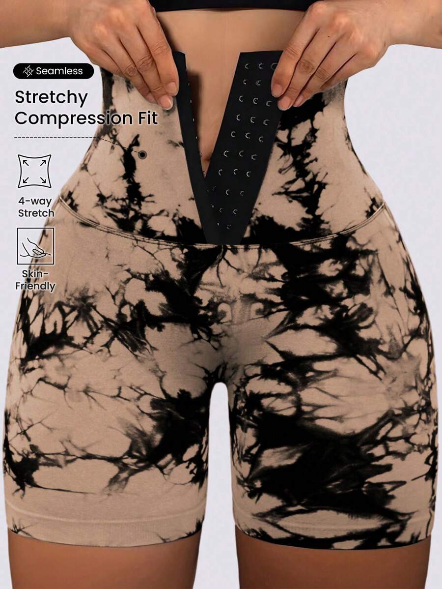 SHEIN Sports Tie-Dye Drawstring Sports ShortsWomen Sweat Short, Gym Short, Biker Short - Multicolor - View 1