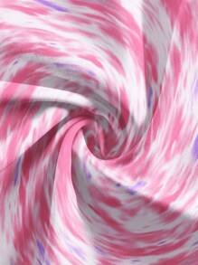 Tie-Dye Print V-Neck Short Sleeve Pocket /Nursing Scrub Uniform Top - Pink - View 4