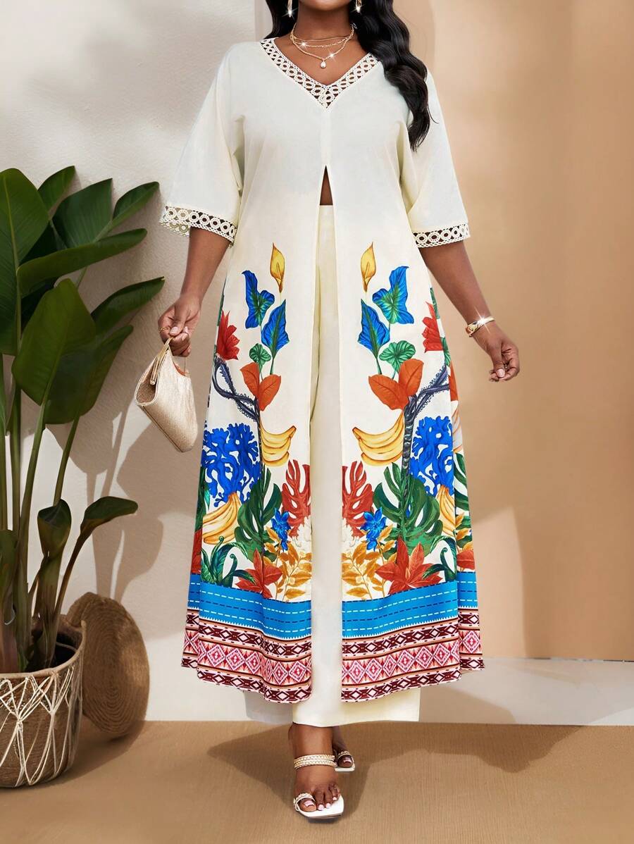 SHEIN Lady Beige Autumn Boho Tea Party Holiday Women's Colorful Woven V ...