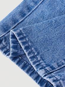 SHEIN Girlism Teen Girls' Pocket Design Wide Leg Loose Casual Denim Jeans