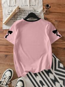 SHEIN EZwear Camiseta holgada de mujer de manga corta, cuello redondo, con número 23 en estilo minimalista casual, apta para el verano
