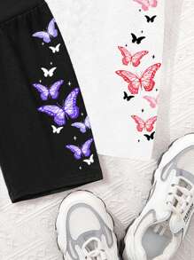 Tween Girl Casual Minimalist Mid-Length Leggings, Suitable For Spring/Summer - Multicolor - View 3